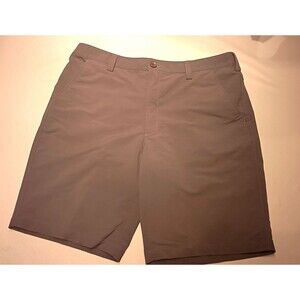 Under Armour Mens Gray Chino Shorts Flat Front Solid Twill Button Slash Pockets